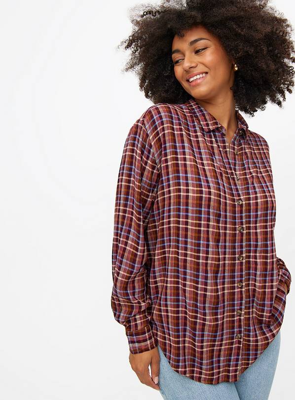 Red Tonal Gingham Check Relaxed Fit Shirt 22